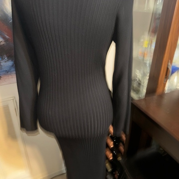 Long Sleeve V-Neck Lace-Up Front Sweater Dress - Picture 5 of 5